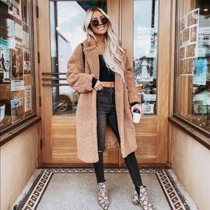 Lulus Winnie teddy coat light brown oversized